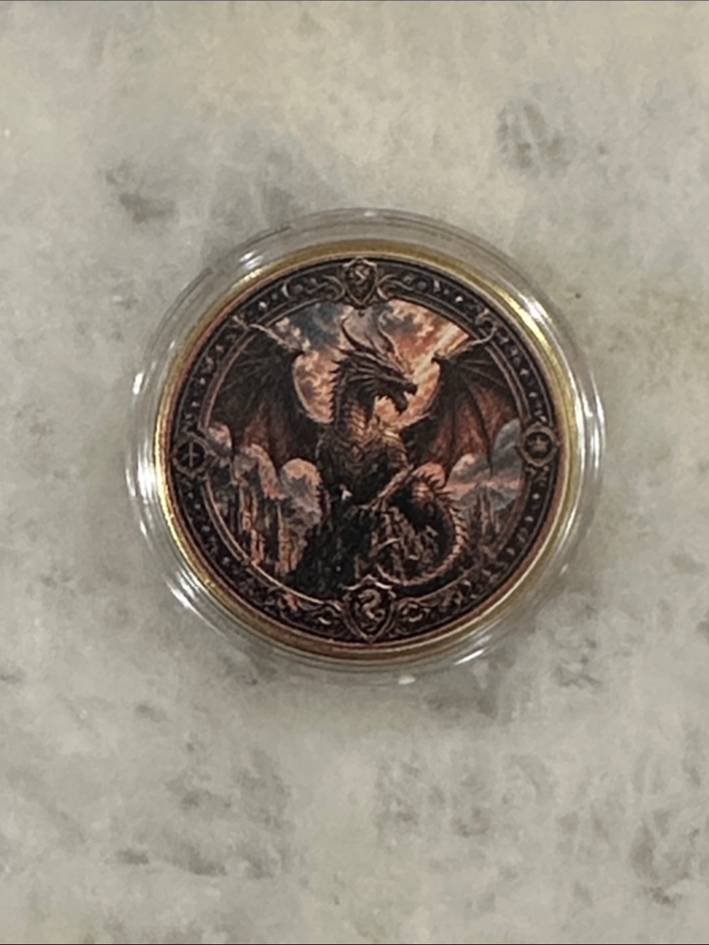 Dragon Coin Pendant - Antique Copper Tone